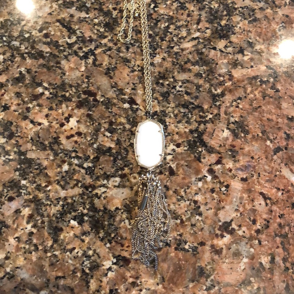 Rayne Kendra scott long necklace white and gold